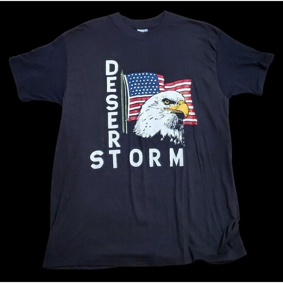 Vintage Large L We Support Our Troops Operation Desert Storm American Bald Eagle - Picture 1 of 5